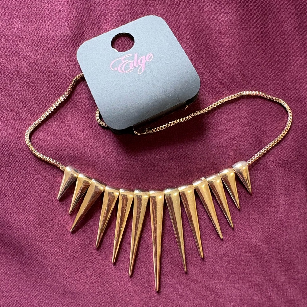 Edge Gold Statement Spike Necklace